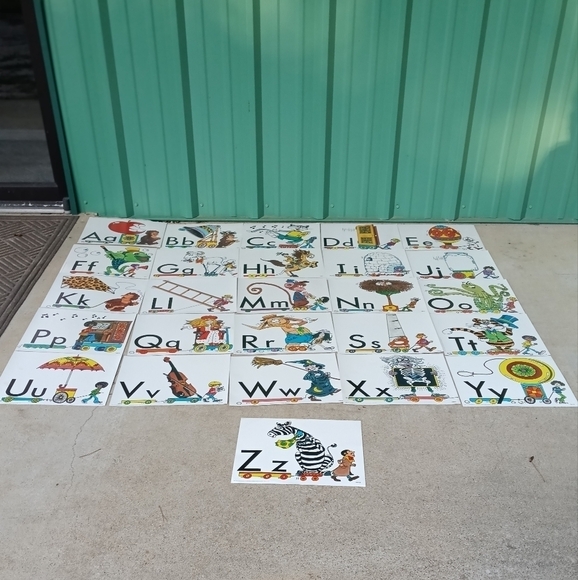 Vintage Alphabet Cards A to Z Teaching Classroom Teach Teacher Education ABC'S - Picture 1 of 8